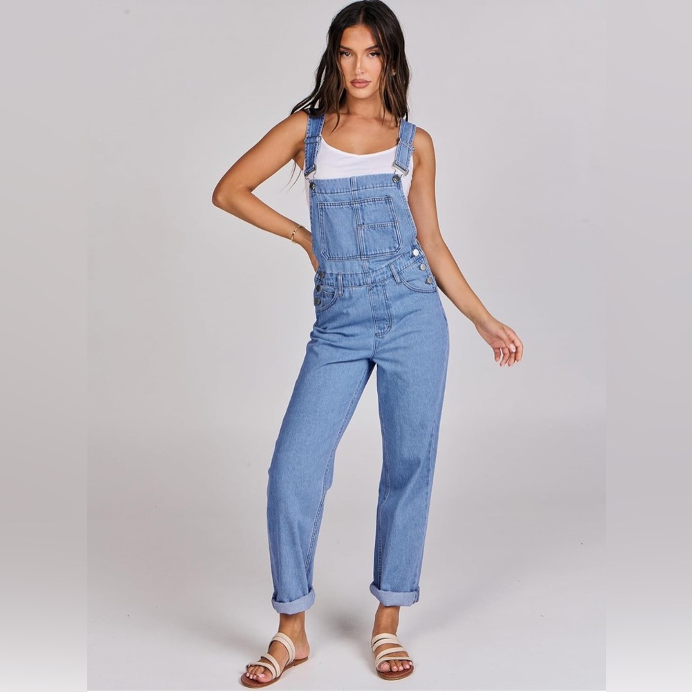 ANRABESS Loose Fit Denim Adjustable Strap Jean Jumpsuit Bib 2025 Casualwork - Picture 4 of 8